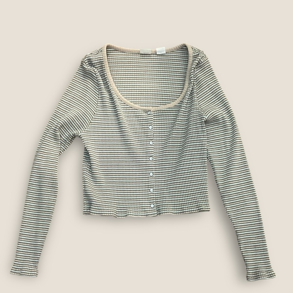 Striped Long Sleeve Cropped Top